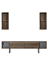Set mobilă pentru sufragerie Chrome Line Set, Diverse culori, 180x30x18 cm - Nuc - Negru | SKU: 618BLY1158 | Set mobilă pentru sufragerie Chrome Line Set, 180x30x18 cm, varianta Nuc - Negru, produs pentru amenajarea locuinței, disponibil online în România la CasaMob