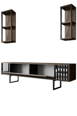 Set mobilă pentru sufragerie Chrome Line Set, Diverse culori, 180x30x18 cm - Nuc - Negru | SKU: 618BLY1158 | Set mobilă pentru sufragerie Chrome Line Set, 180x30x18 cm, varianta Nuc - Negru, produs pentru amenajarea locuinței, disponibil online în România la CasaMob