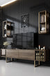 Set mobilă pentru sufragerie Gold Line - Walnut, Gold, Nuc - Negru, 180x30x18 cm, SKU 618BLY1164, imagine 2