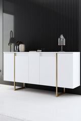 Set mobilă pentru sufragerie Luxe, Diverse culori, Diverse dimensiuni - Alb - Auriu - 160x35x80 cm | SKU: 618BLY1185 | Set mobilă pentru sufragerie Luxe, varianta Alb - Auriu - 160x35x80 cm, produs pentru amenajarea locuinței, disponibil online în România la CasaMob