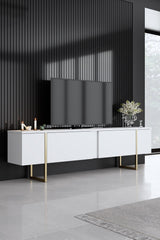 Set mobilă pentru sufragerie Luxe, Diverse culori, Diverse dimensiuni - Alb - Auriu - 160x35x80 cm | SKU: 618BLY1185 | Set mobilă pentru sufragerie Luxe, varianta Alb - Auriu - 160x35x80 cm, produs pentru amenajarea locuinței, disponibil online în România la CasaMob