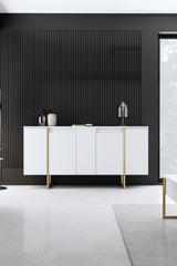 Set mobilă pentru sufragerie Luxe, Diverse culori, Diverse dimensiuni - Alb - Auriu - 160x35x80 cm | SKU: 618BLY1185 | Set mobilă pentru sufragerie Luxe, varianta Alb - Auriu - 160x35x80 cm, produs pentru amenajarea locuinței, disponibil online în România la CasaMob