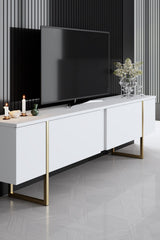 Set mobilă pentru sufragerie Luxe, Diverse culori, Diverse dimensiuni - Alb - Auriu - 160x35x80 cm | SKU: 618BLY1185 | Set mobilă pentru sufragerie Luxe, varianta Alb - Auriu - 160x35x80 cm, produs pentru amenajarea locuinței, disponibil online în România la CasaMob