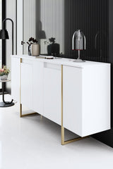 Set mobilă pentru sufragerie Luxe, Diverse culori, Diverse dimensiuni - Alb - Auriu - 160x35x80 cm | SKU: 618BLY1185 | Set mobilă pentru sufragerie Luxe, varianta Alb - Auriu - 160x35x80 cm, produs pentru amenajarea locuinței, disponibil online în România la CasaMob