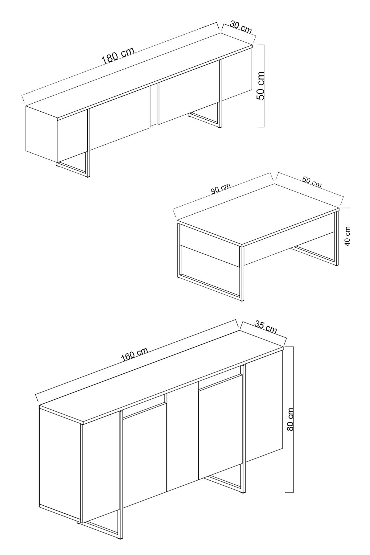 Set mobilă pentru sufragerie Luxe, Diverse culori, Diverse dimensiuni - Alb - Auriu - 160x35x80 cm | SKU: 618BLY1185 | Set mobilă pentru sufragerie Luxe, varianta Alb - Auriu - 160x35x80 cm, produs pentru amenajarea locuinței, disponibil online în România la CasaMob