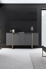 Set mobilă pentru sufragerie Luxe, Diverse culori, Diverse dimensiuni - Antracit - Auriu - 160x35x80 cm | SKU: 618BLY1184 | Set mobilă pentru sufragerie Luxe, varianta Antracit - Auriu - 160x35x80 cm, produs pentru amenajarea locuinței, disponibil online în România la CasaMob
