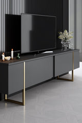 Set mobilă pentru sufragerie Luxe, Diverse culori, Diverse dimensiuni - Antracit - Auriu - 160x35x80 cm | SKU: 618BLY1184 | Set mobilă pentru sufragerie Luxe, varianta Antracit - Auriu - 160x35x80 cm, produs pentru amenajarea locuinței, disponibil online în România la CasaMob