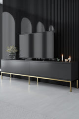 Comodă TV Lord, Diverse culori, 180x30x47 cm - Antracit - Auriu | SKU: 618BLY1187 | Comodă TV Lord, 180x30x47 cm, varianta Antracit - Auriu, produs pentru amenajarea locuinței, disponibil online în România la CasaMob