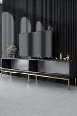 Comodă TV Lord, Diverse culori, 180x30x47 cm - Antracit - Auriu | SKU: 618BLY1187 | Comodă TV Lord, 180x30x47 cm, varianta Antracit - Auriu, produs pentru amenajarea locuinței, disponibil online în România la CasaMob