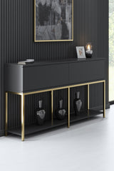 Set mobilă pentru sufragerie Lord, Diverse culori, 180x30x47 cm - Antracit - Auriu | SKU: 618BLY1190 | Set mobilă pentru sufragerie Lord, 180x30x47 cm, varianta Antracit - Auriu, produs pentru amenajarea locuinței, disponibil online în România la CasaMob