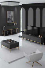 Set mobilă pentru sufragerie Lord, Diverse culori, 180x30x47 cm - Antracit - Auriu | SKU: 618BLY1190 | Set mobilă pentru sufragerie Lord, 180x30x47 cm, varianta Antracit - Auriu, produs pentru amenajarea locuinței, disponibil online în România la CasaMob