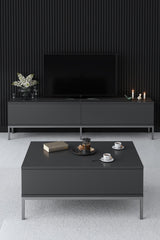Comodă TV Lord, Diverse culori, 180x30x47 cm - Antracit - Argintiu | SKU: 618BLY1191 | Comodă TV Lord, 180x30x47 cm, varianta Antracit - Argintiu, produs pentru amenajarea locuinței, disponibil online în România la CasaMob