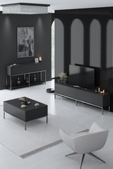 Set mobilă pentru sufragerie Lord, Diverse culori, 180x30x47 cm - Antracit - Argintiu | SKU: 618BLY1194 | Set mobilă pentru sufragerie Lord, 180x30x47 cm, varianta Antracit - Argintiu, produs pentru amenajarea locuinței, disponibil online în România la CasaMob