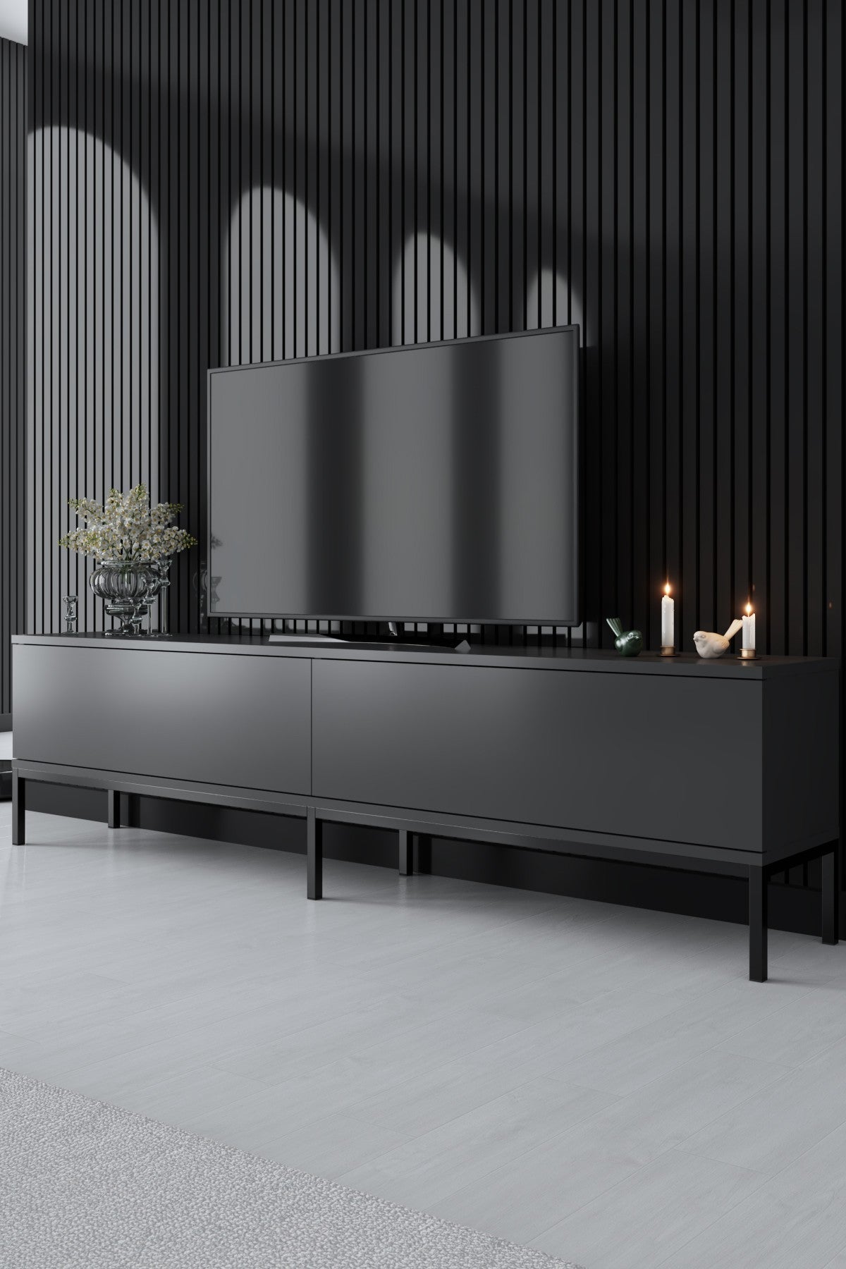 Set mobilă pentru sufragerie Lord, Diverse culori, 180x30x47 cm - Antracit - Negru | SKU: 618BLY1198 | Set mobilă pentru sufragerie Lord, 180x30x47 cm, varianta Antracit - Negru, produs pentru amenajarea locuinței, disponibil online în România la CasaMob
