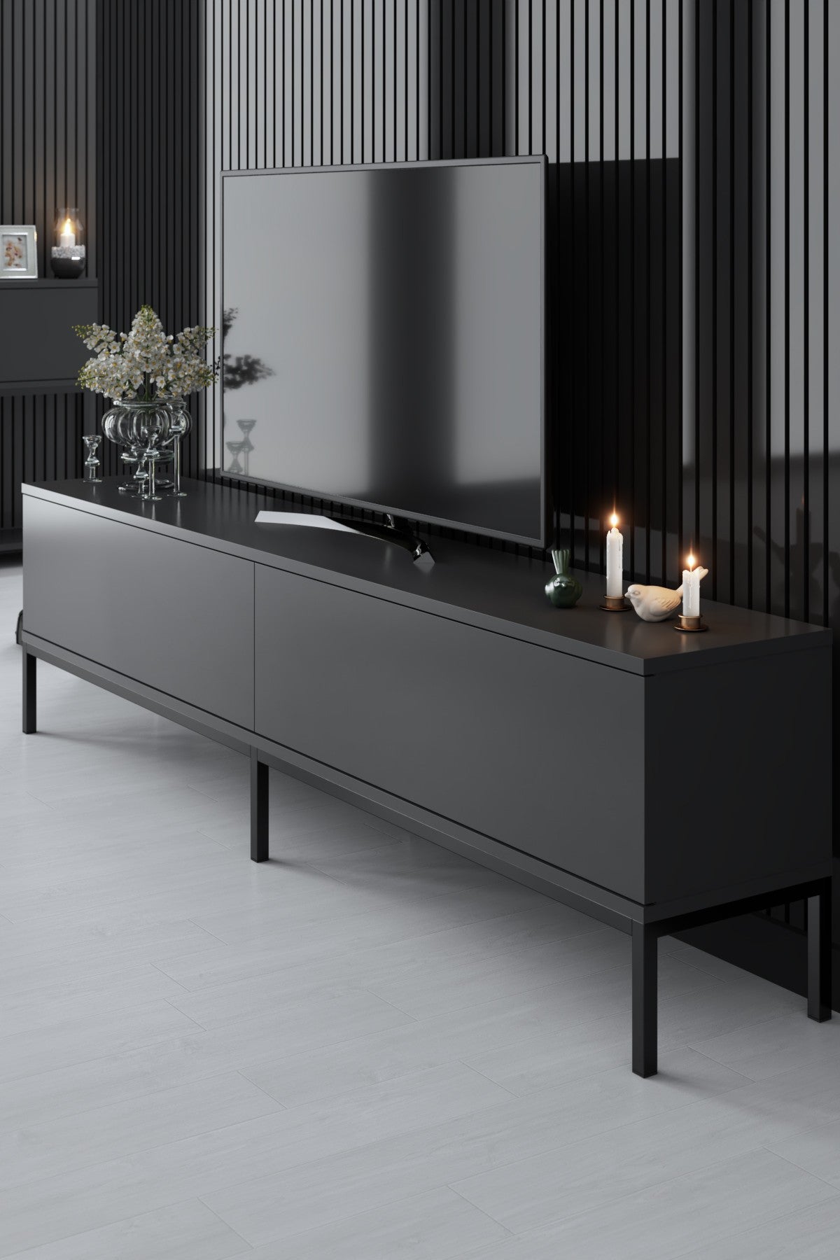 Set mobilă pentru sufragerie Lord, Diverse culori, 180x30x47 cm - Antracit - Negru | SKU: 618BLY1198 | Set mobilă pentru sufragerie Lord, 180x30x47 cm, varianta Antracit - Negru, produs pentru amenajarea locuinței, disponibil online în România la CasaMob