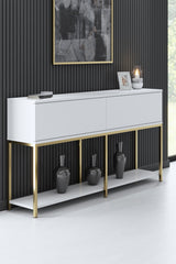 Set mobilă pentru sufragerie Lord, Diverse culori, 180x30x47 cm - Alb - Auriu | SKU: 618BLY1203 | Set mobilă pentru sufragerie Lord, 180x30x47 cm, varianta Alb - Auriu, produs pentru amenajarea locuinței, disponibil online în România la CasaMob