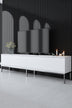 Alb - Argintiu | SKU: 618BLY1204 | Comodă TV Lord, 180x30x47 cm, varianta Alb - Argintiu, produs pentru amenajarea locuinței, disponibil online în România la CasaMob