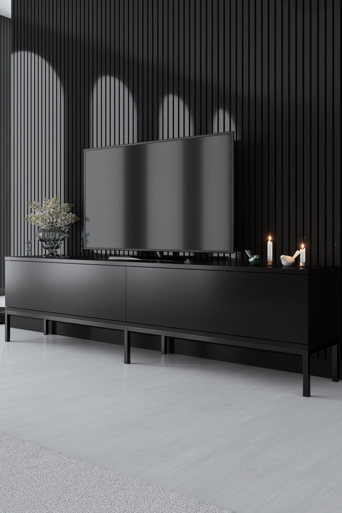 Negru | SKU: 618BLY1220 | Comodă TV Lord, 180x30x47 cm, varianta Negru, produs pentru amenajarea locuinței, disponibil online în România la CasaMob
