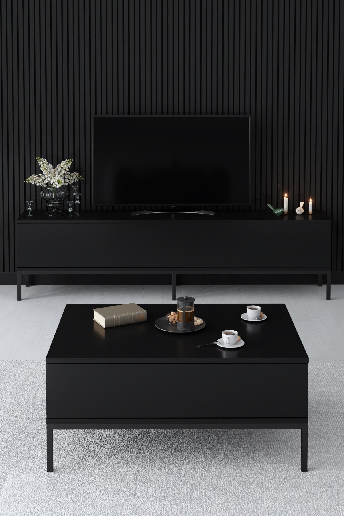 Comodă TV Lord, Diverse culori, 180x30x47 cm - Negru | SKU: 618BLY1220 | Comodă TV Lord, 180x30x47 cm, varianta Negru, produs pentru amenajarea locuinței, disponibil online în România la CasaMob