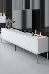Comodă TV Lord, Diverse culori, 180x30x47 cm - Alb - Argintiu | SKU: 618BLY1204 | Comodă TV Lord, 180x30x47 cm, varianta Alb - Argintiu, produs pentru amenajarea locuinței, disponibil online în România la CasaMob