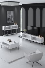 Set mobilă pentru sufragerie Lord, Diverse culori, 180x30x47 cm - Alb - Argintiu | SKU: 618BLY1207 | Set mobilă pentru sufragerie Lord, 180x30x47 cm, varianta Alb - Argintiu, produs pentru amenajarea locuinței, disponibil online în România la CasaMob