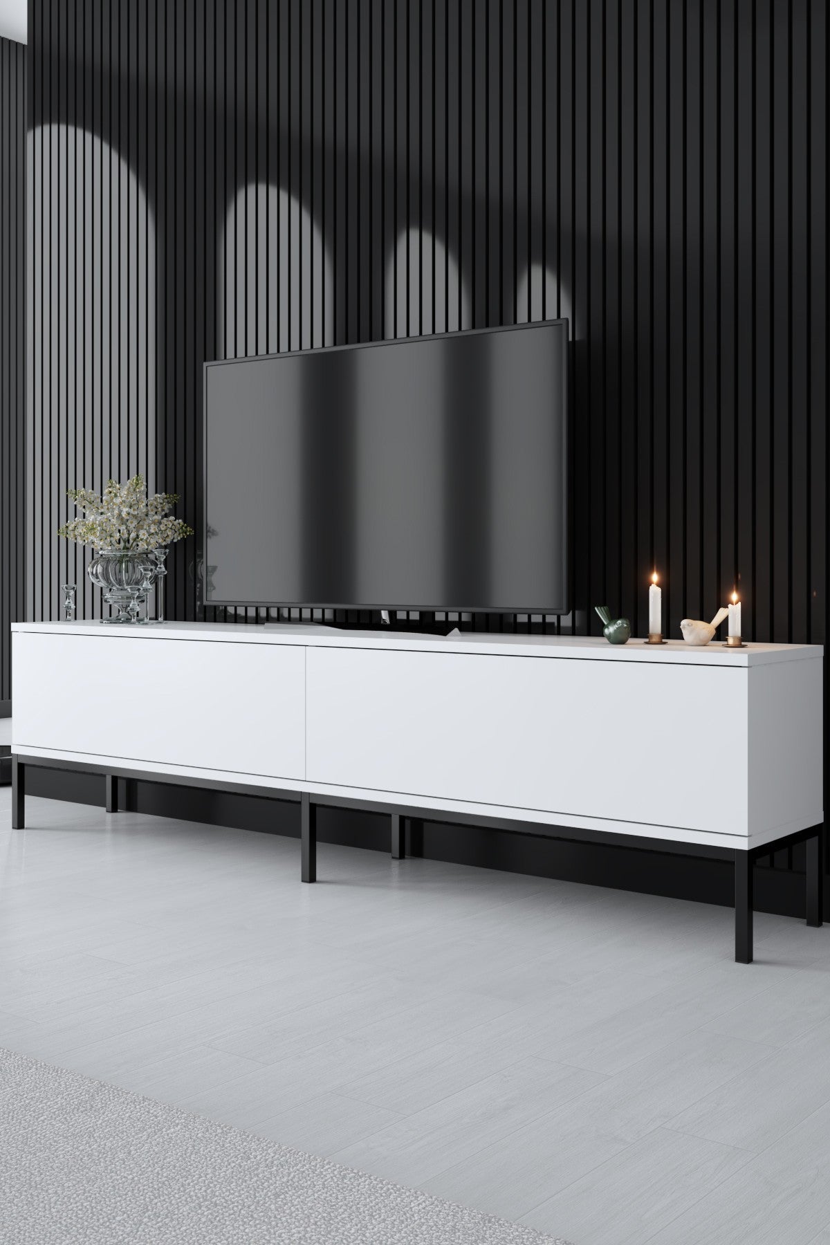 Set mobilă pentru sufragerie Lord, Diverse culori, 180x30x47 cm - Negru - Alb | SKU: 618BLY1211 | Set mobilă pentru sufragerie Lord, 180x30x47 cm, varianta Negru - Alb, produs pentru amenajarea locuinței, disponibil online în România la CasaMob