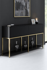 Set mobilă pentru sufragerie Lord, Diverse culori, 180x30x47 cm - Negru - Auriu | SKU: 618BLY1215 | Set mobilă pentru sufragerie Lord, 180x30x47 cm, varianta Negru - Auriu, produs pentru amenajarea locuinței, disponibil online în România la CasaMob