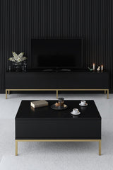 Set mobilă pentru sufragerie Lord, Diverse culori, 180x30x47 cm - Negru - Auriu | SKU: 618BLY1215 | Set mobilă pentru sufragerie Lord, 180x30x47 cm, varianta Negru - Auriu, produs pentru amenajarea locuinței, disponibil online în România la CasaMob