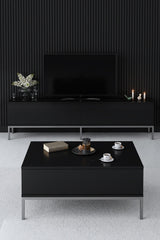 Comodă TV Lord, Diverse culori, 180x30x47 cm - Negru - Argintiu | SKU: 618BLY1216 | Comodă TV Lord, 180x30x47 cm, varianta Negru - Argintiu, produs pentru amenajarea locuinței, disponibil online în România la CasaMob