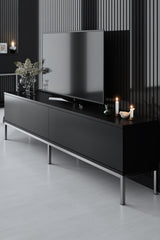 Comodă TV Lord, Diverse culori, 180x30x47 cm - Negru - Argintiu | SKU: 618BLY1216 | Comodă TV Lord, 180x30x47 cm, varianta Negru - Argintiu, produs pentru amenajarea locuinței, disponibil online în România la CasaMob