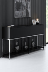 Set mobilă pentru sufragerie Lord, Diverse culori, 180x30x47 cm - Negru - Argintiu | SKU: 618BLY1219 | Set mobilă pentru sufragerie Lord, 180x30x47 cm, varianta Negru - Argintiu, produs pentru amenajarea locuinței, disponibil online în România la CasaMob