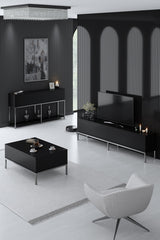 Set mobilă pentru sufragerie Lord, Diverse culori, 180x30x47 cm - Negru - Argintiu | SKU: 618BLY1219 | Set mobilă pentru sufragerie Lord, 180x30x47 cm, varianta Negru - Argintiu, produs pentru amenajarea locuinței, disponibil online în România la CasaMob