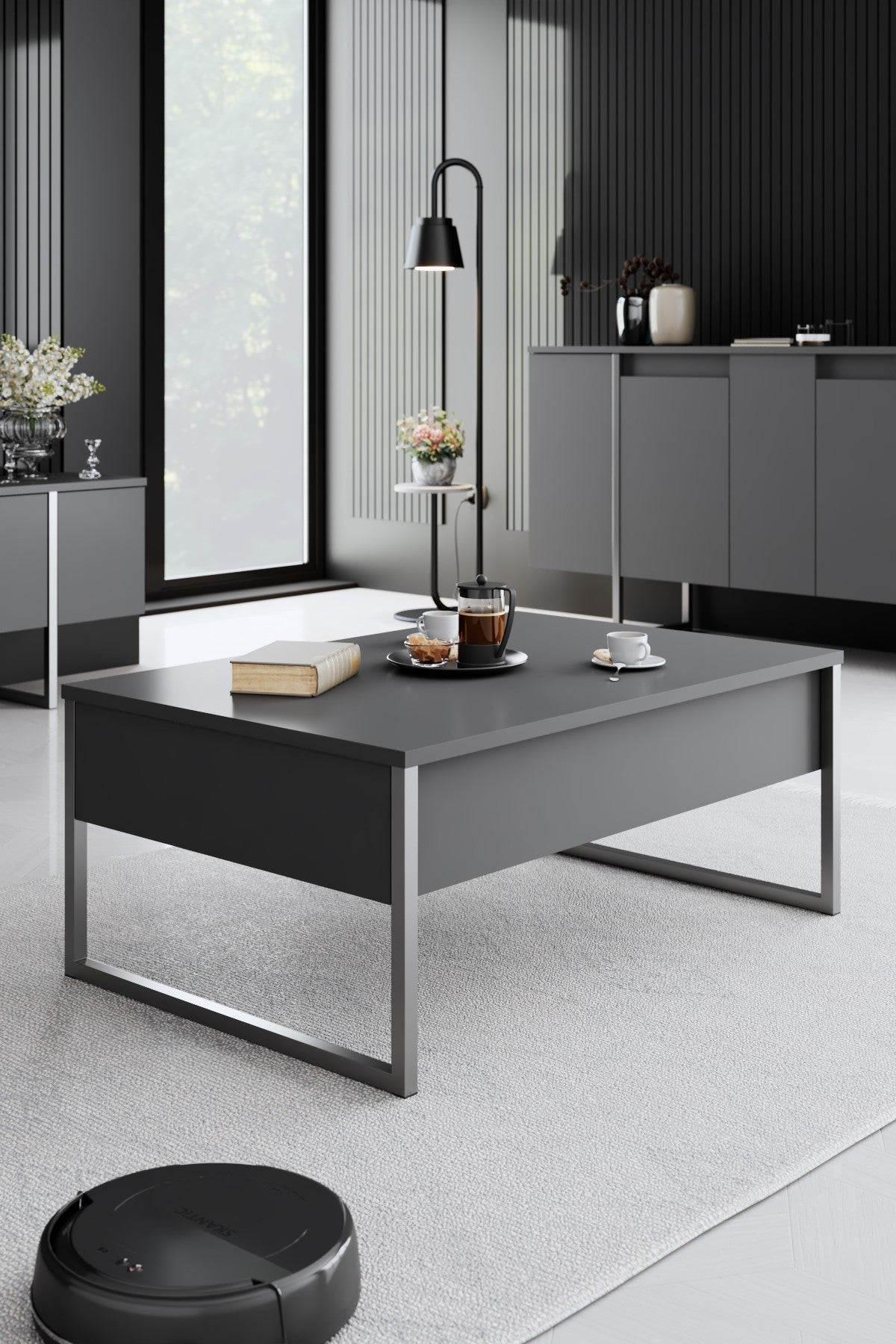Set mobilă pentru sufragerie Luxe, Diverse culori, Diverse dimensiuni - Antracit - Argintiu - 180x30x50 cm | SKU: 618BLY1224 | Set mobilă pentru sufragerie Luxe, varianta Antracit - Argintiu - 180x30x50 cm, produs pentru amenajarea locuinței, disponibil online în România la CasaMob