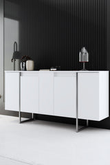 Set mobilă pentru sufragerie Luxe, Diverse culori, Diverse dimensiuni - Alb - Argintiu - 180x30x50 cm | SKU: 618BLY1225 | Set mobilă pentru sufragerie Luxe, varianta Alb - Argintiu - 180x30x50 cm, produs pentru amenajarea locuinței, disponibil online în România la CasaMob