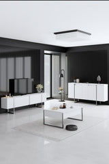Set mobilă pentru sufragerie Luxe, Diverse culori, Diverse dimensiuni - Alb - Argintiu - 180x30x50 cm | SKU: 618BLY1225 | Set mobilă pentru sufragerie Luxe, varianta Alb - Argintiu - 180x30x50 cm, produs pentru amenajarea locuinței, disponibil online în România la CasaMob