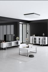 Set mobilă pentru sufragerie Luxe, Diverse culori, Diverse dimensiuni - Alb - Argintiu - 180x30x50 cm | SKU: 618BLY1225 | Set mobilă pentru sufragerie Luxe, varianta Alb - Argintiu - 180x30x50 cm, produs pentru amenajarea locuinței, disponibil online în România la CasaMob