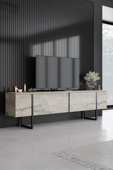 Set mobilă pentru sufragerie Luxe Set, Diverse culori, 180x30x47 cm - Travertin - Negru | SKU: 618BLY1227 | Set mobilă pentru sufragerie Luxe Set, 180x30x47 cm, varianta Travertin - Negru, produs pentru amenajarea locuinței, disponibil online în România la CasaMob