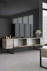 Set mobilă pentru sufragerie Luxe Set, Diverse culori, 180x30x47 cm - Travertin - Negru | SKU: 618BLY1227 | Set mobilă pentru sufragerie Luxe Set, 180x30x47 cm, varianta Travertin - Negru, produs pentru amenajarea locuinței, disponibil online în România la CasaMob