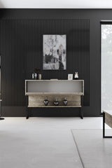 Set mobilă pentru sufragerie Luxe Set, Diverse culori, 180x30x47 cm - Travertin - Negru | SKU: 618BLY1227 | Set mobilă pentru sufragerie Luxe Set, 180x30x47 cm, varianta Travertin - Negru, produs pentru amenajarea locuinței, disponibil online în România la CasaMob
