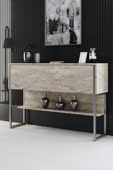 Set mobilă pentru sufragerie Luxe Set, Diverse culori, 180x30x47 cm - Travertin - Argintiu | SKU: 618BLY1229 | Set mobilă pentru sufragerie Luxe Set, 180x30x47 cm, varianta Travertin - Argintiu, produs pentru amenajarea locuinței, disponibil online în România la CasaMob