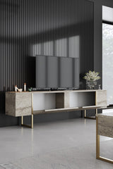 Comodă TV Luxe, Diverse culori, 180x30x50 cm - Travertin - Auriu | SKU: 618BLY1254 | Comodă TV Luxe, 180x30x50 cm, varianta Travertin - Auriu, produs pentru amenajarea locuinței, disponibil online în România la CasaMob
