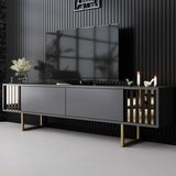 Comodă TV auriu Line, Diverse culori, 180x30x18 cm - Antracit - Auriu | SKU: 618BLY1281 | Comodă TV auriu Line, 180x30x18 cm, varianta Antracit - Auriu, produs pentru amenajarea locuinței, disponibil online în România la CasaMob
