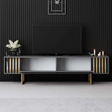 Comodă TV auriu Line, Diverse culori, 180x30x18 cm - Antracit - Auriu | SKU: 618BLY1281 | Comodă TV auriu Line, 180x30x18 cm, varianta Antracit - Auriu, produs pentru amenajarea locuinței, disponibil online în România la CasaMob