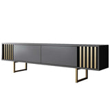 Comodă TV auriu Line, Diverse culori, 180x30x18 cm - Antracit - Auriu | SKU: 618BLY1281 | Comodă TV auriu Line, 180x30x18 cm, varianta Antracit - Auriu, produs pentru amenajarea locuinței, disponibil online în România la CasaMob