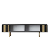Comodă TV auriu Line, Diverse culori, 180x30x18 cm - Antracit - Auriu | SKU: 618BLY1281 | Comodă TV auriu Line, 180x30x18 cm, varianta Antracit - Auriu, produs pentru amenajarea locuinței, disponibil online în România la CasaMob