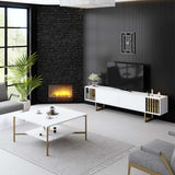 Comodă TV auriu Line, Diverse culori, 180x30x18 cm - Alb - Auriu | SKU: 618BLY1282 | Comodă TV auriu Line, 180x30x18 cm, varianta Alb - Auriu, produs pentru amenajarea locuinței, disponibil online în România la CasaMob