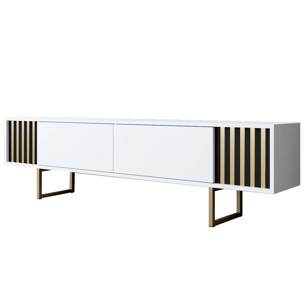 Comodă TV auriu Line, Diverse culori, 180x30x18 cm - Alb - Auriu | SKU: 618BLY1282 | Comodă TV auriu Line, 180x30x18 cm, varianta Alb - Auriu, produs pentru amenajarea locuinței, disponibil online în România la CasaMob