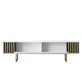Comodă TV auriu Line, Diverse culori, 180x30x18 cm - Alb - Auriu | SKU: 618BLY1282 | Comodă TV auriu Line, 180x30x18 cm, varianta Alb - Auriu, produs pentru amenajarea locuinței, disponibil online în România la CasaMob