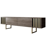 Comodă TV Gold Line - Walnut, Black, Nuc - Auriu, 180x30x18 cm