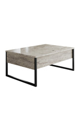 Măsuță de cafea Luxe, Diverse culori, 90x60x40 cm - Travertin - Negru | SKU: 618BLY1353 | Măsuță de cafea Luxe, 90x60x40 cm, varianta Travertin - Negru, produs pentru amenajarea locuinței, disponibil online în România la CasaMob